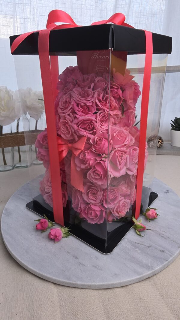 Emballé Ourson en roses naturelles - fait main